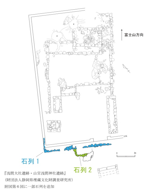 石列1・石列2と玉垣内の石列