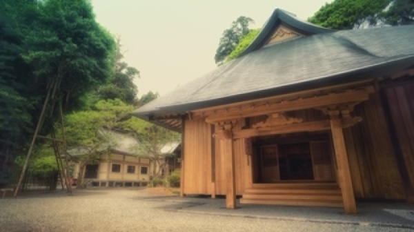 (手前)冨士山興法寺大日堂(奥)村山浅間神社(Photo by Masaki Kiuchi.)