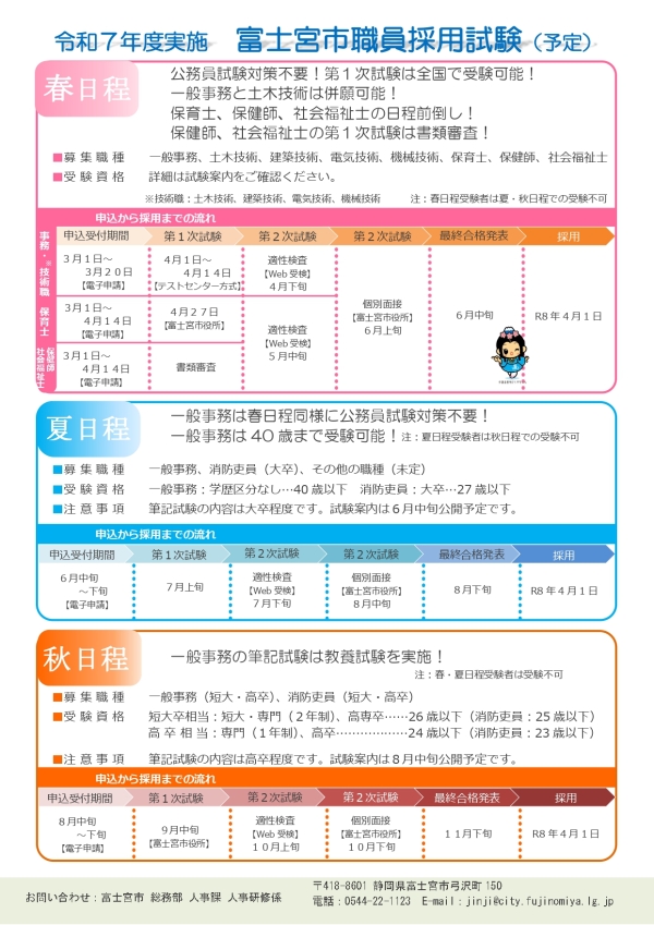 令和7年度富士宮市職員採用試験年間スケジュール